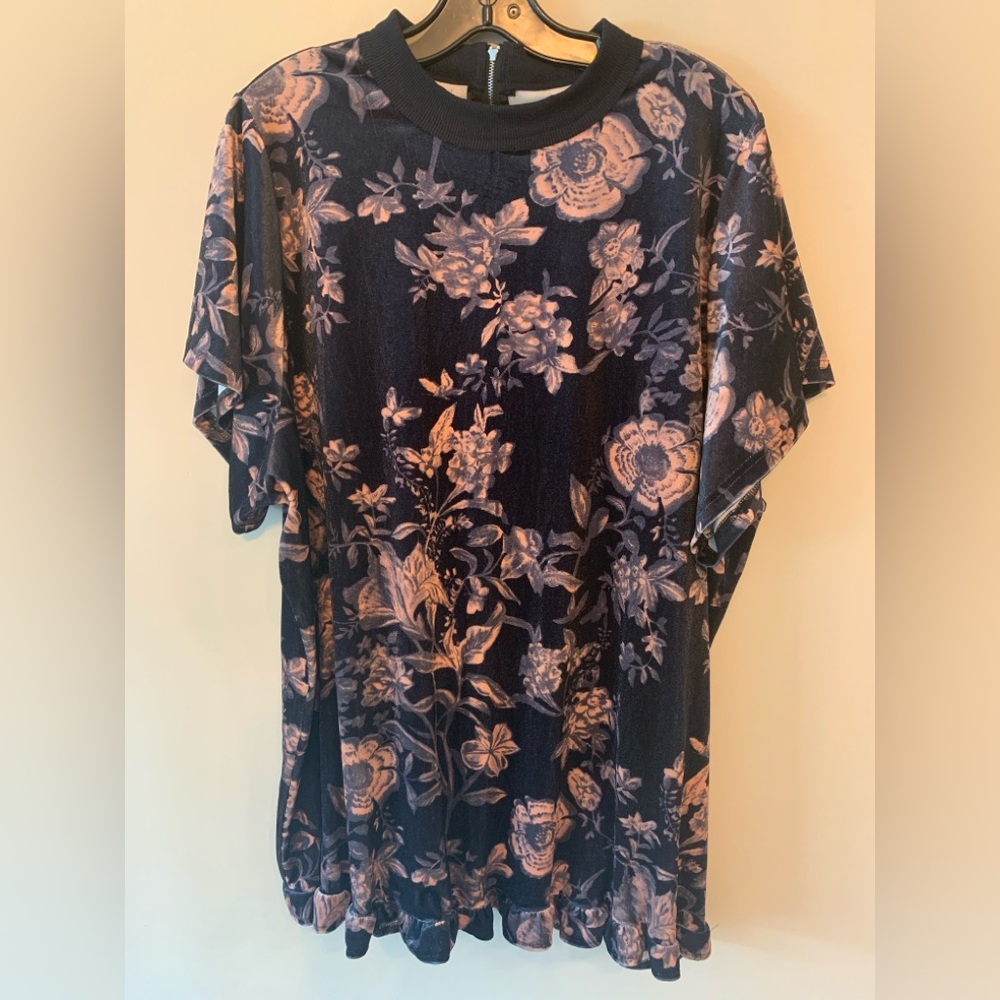 FASHION Floral Black Velvet Dress